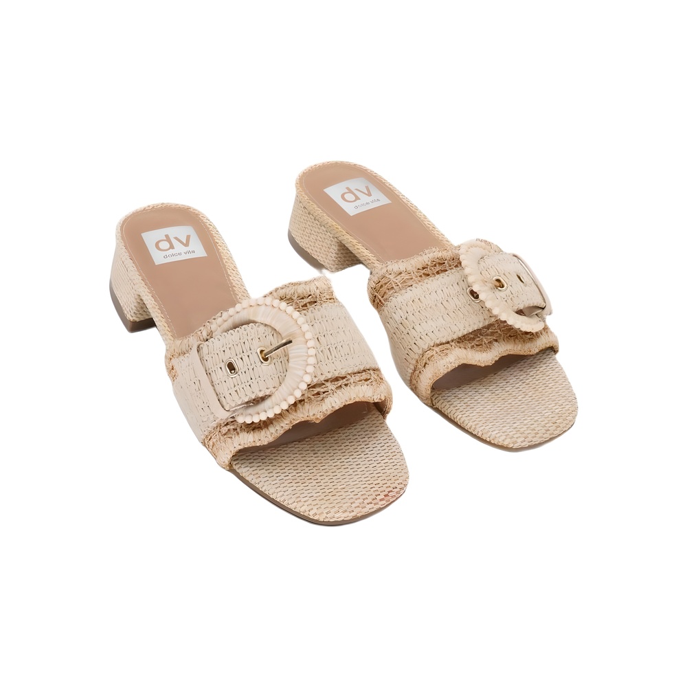 Dolce Vita Womens Nillz Flat Slide Buckle Sandals Raffia Tan Size 8M